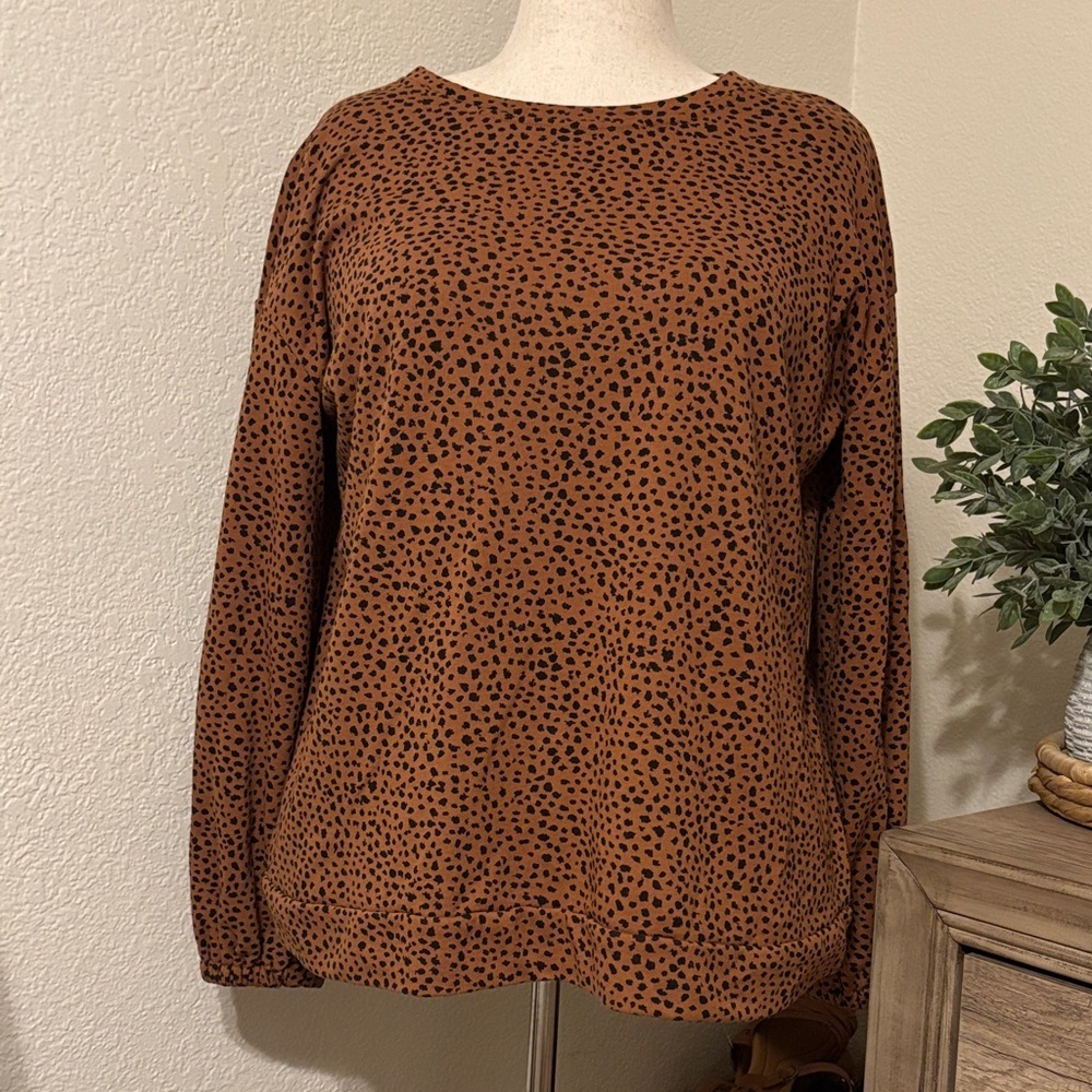 LIVI Brown Leopard Print Top